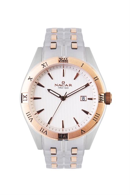 ÇELİK - PEMBE METAL BAND ERKEK KOL SAATİ