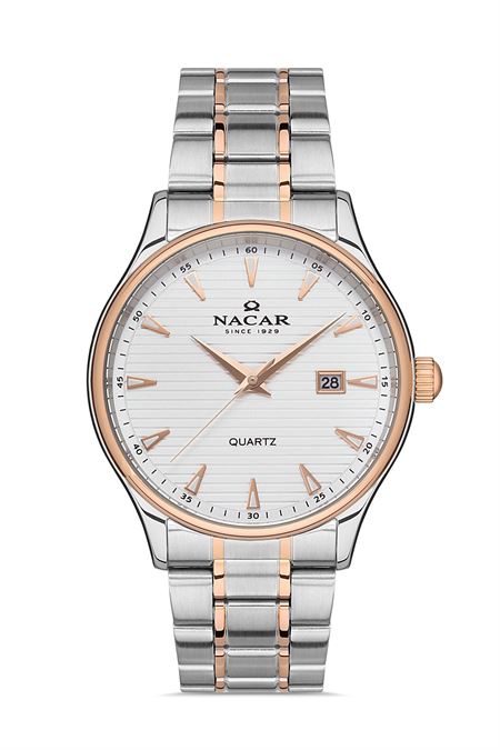 ÇELİK - PEMBE METAL BAND ERKEK KOL SAATİ