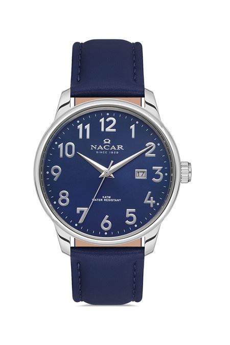 LACİVERT HAKİKİ DERİ ERKEK KOL SAATİ 