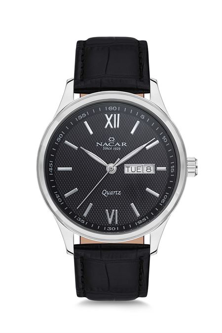 SİYAH HAKİKİ DERİ ERKEK KOL SAATİ