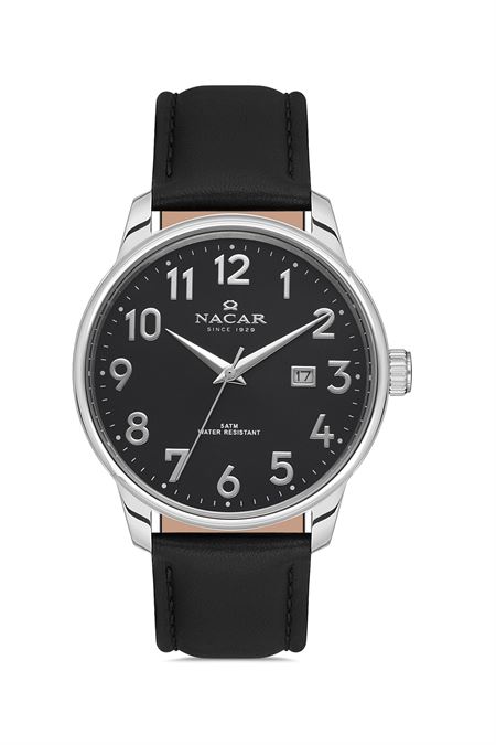 SİYAH HAKİKİ DERİ ERKEK KOL SAATİ 