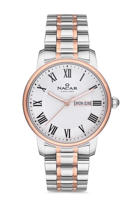 ÇELİK - PEMBE METAL BAND ERKEK KOL SAATİ