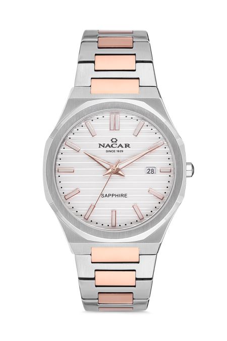 ÇELİK - PEMBE METAL BAND ERKEK KOL SAATİ 