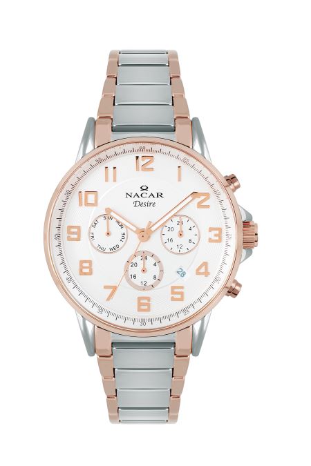 ÇELİK - PEMBE METAL BAND ERKEK KOL SAATİ