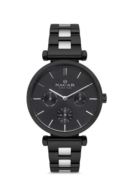 ÇELİK - SİYAH  METAL BAND KADIN KOL SAATİ 