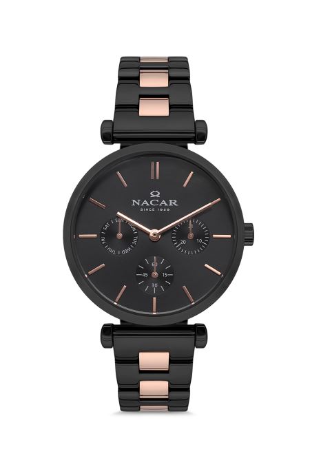 ÇELİK - SİYAH  METAL BAND KADIN KOL SAATİ