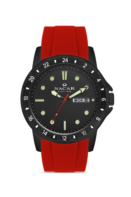 KIRMIZI SİLİKON ERKEK KOL SAATİ 