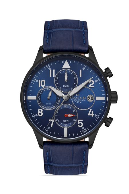 MAVİ HAKİKİ DERİ ERKEK KOL SAATİ 