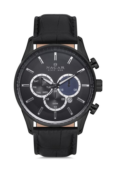 SİYAH HAKİKİ DERİ ERKEK KOL SAATİ