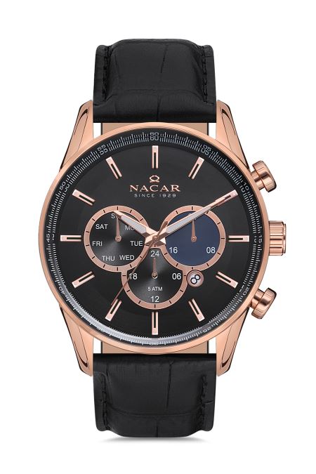 SİYAH HAKİKİ DERİ ERKEK KOL SAATİ