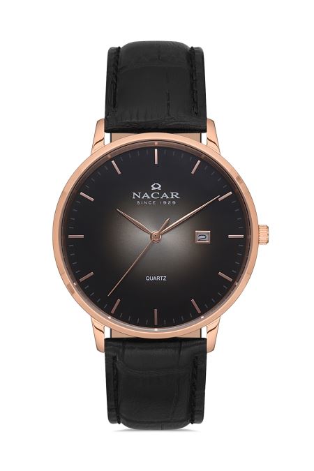 SİYAH HAKİKİ DERİ ERKEK KOL SAATİ 