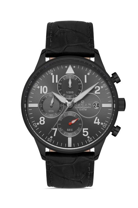 SİYAH HAKİKİ DERİ ERKEK KOL SAATİ 