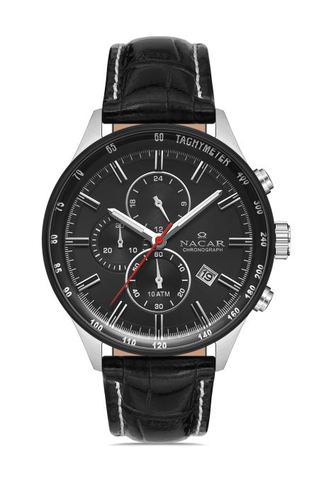 SİYAH HAKİKİ DERİ ERKEK KOL SAATİ 