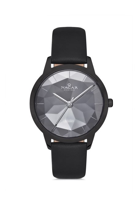 SİYAH HAKİKİ DERİ KADIN KOL SAATİ