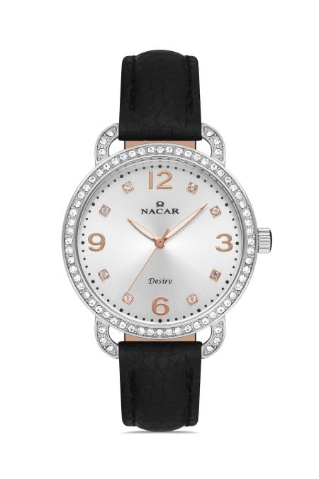 SİYAH HAKİKİ DERİ KADIN KOL SAATİ