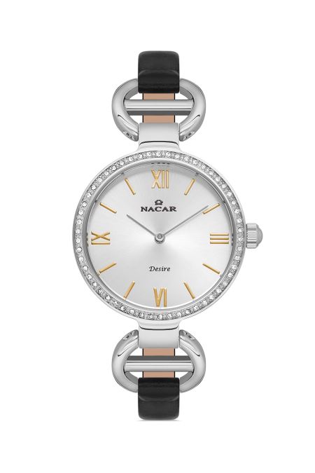 SİYAH HAKİKİ DERİ KADIN KOL SAATİ 