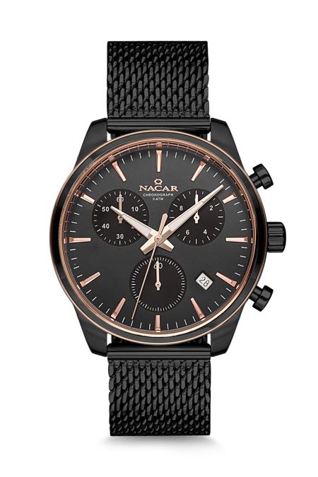 SİYAH HASIR BAND ERKEK KOL SAATİ