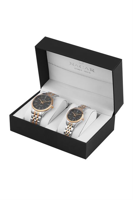 ÇELİK - PEMBE METAL BAND ERKEK-KADIN KOL SAATİ