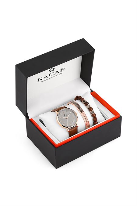 KAHVERENGİ HAKİKİ DERİ ERKEK KOL SAATİ