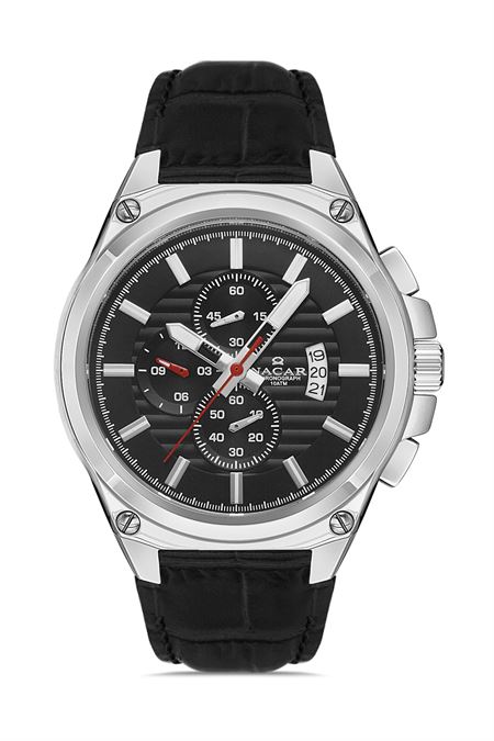 SİYAH HAKİKİ DERİ ERKEK KOL SAATİ